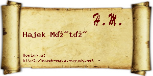 Hajek Máté névjegykártya